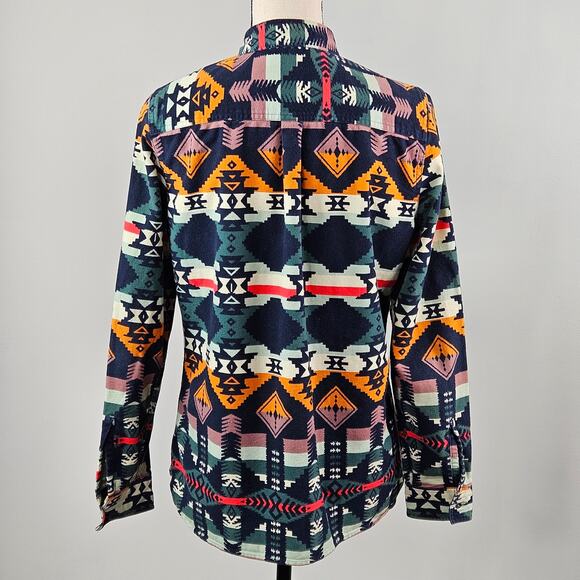 Woolrich Southwestern Print Flannel Button-Up Aztec Cotton Shirt | Women M - Picture 3 of 16